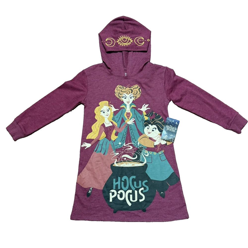 Hocus Pocus Cosplay Hoodie Dress Sanderson Sisters Girls Halloween M 7/8 NEW